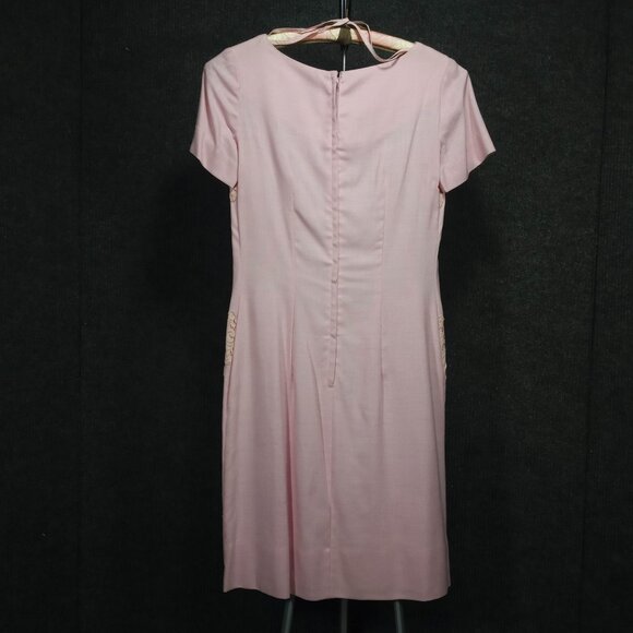 1960's Pink Linen & Cotton Lace Tiered Shift by Cover Girl - Picture 4 of 10